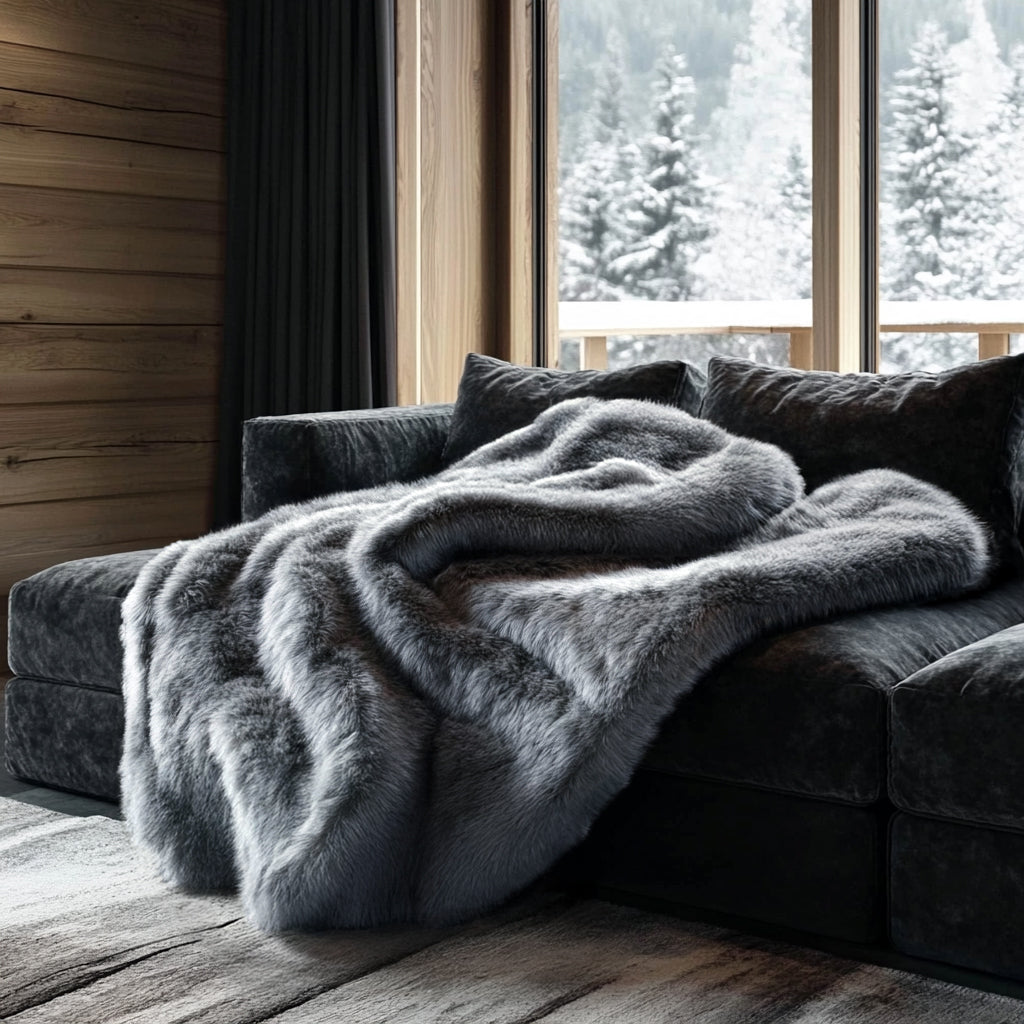Cozy luxury home blanket with ultra-soft faux fur design